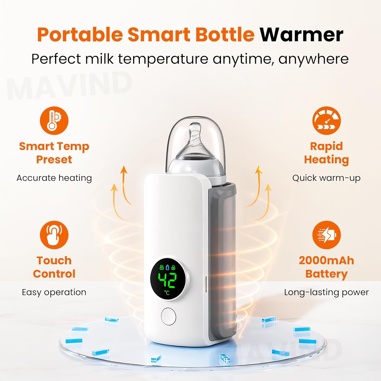 Portable Rechargeable Baby Bottle Warmer – Fast Heating Milk Warmer for Babies