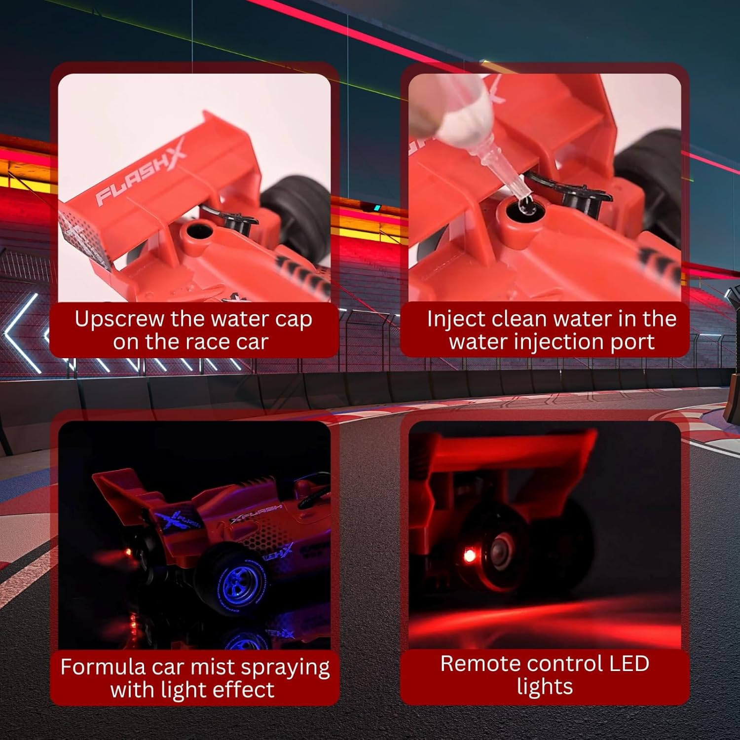 F1 Equation High-Speed RC Racing Car with Mist Spray Exhaust & LED Lights