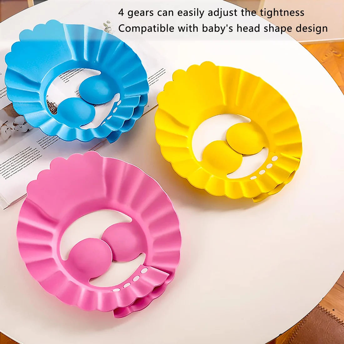Pack of 3 – Baby Shower Cap with Ear Protector – Random Colours