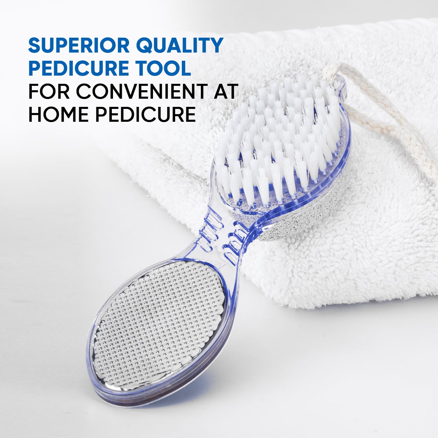 4-in-1 Foot Care Pedicure Brush | Callus Remover, Scrubber, Pumice Stone & Buffer