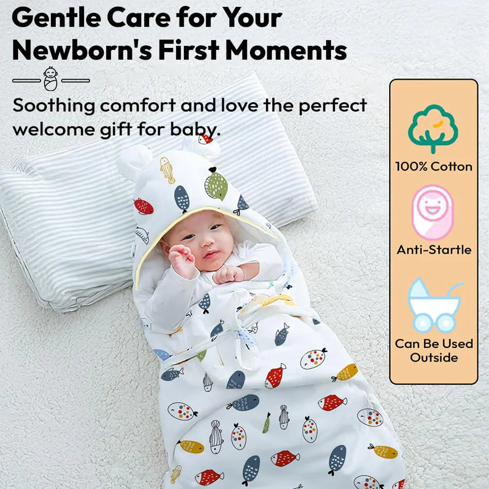 Newborn Baby Wrap Blanket – 0–1 Year Babies (Random Color)