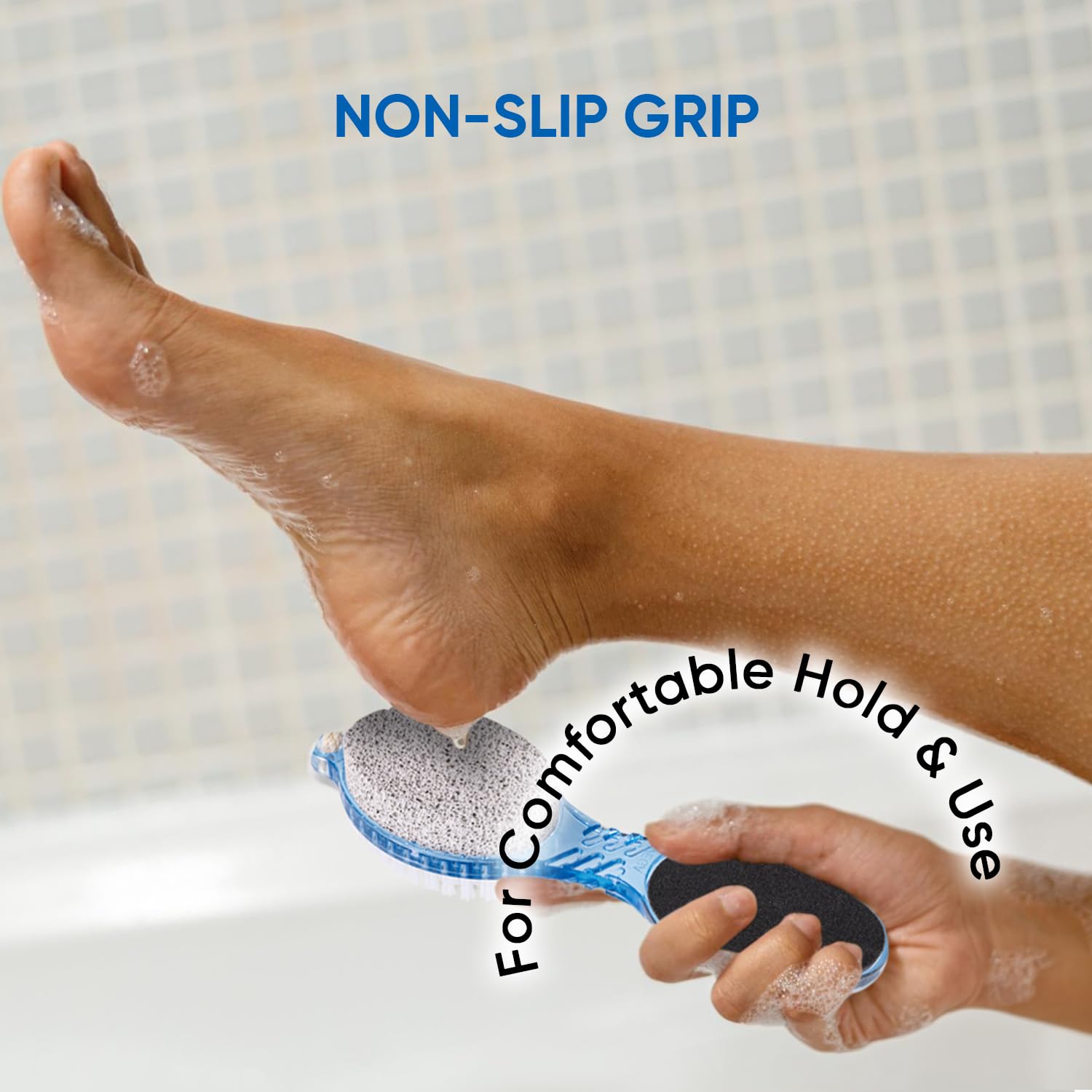 4-in-1 Foot Care Pedicure Brush | Callus Remover, Scrubber, Pumice Stone & Buffer