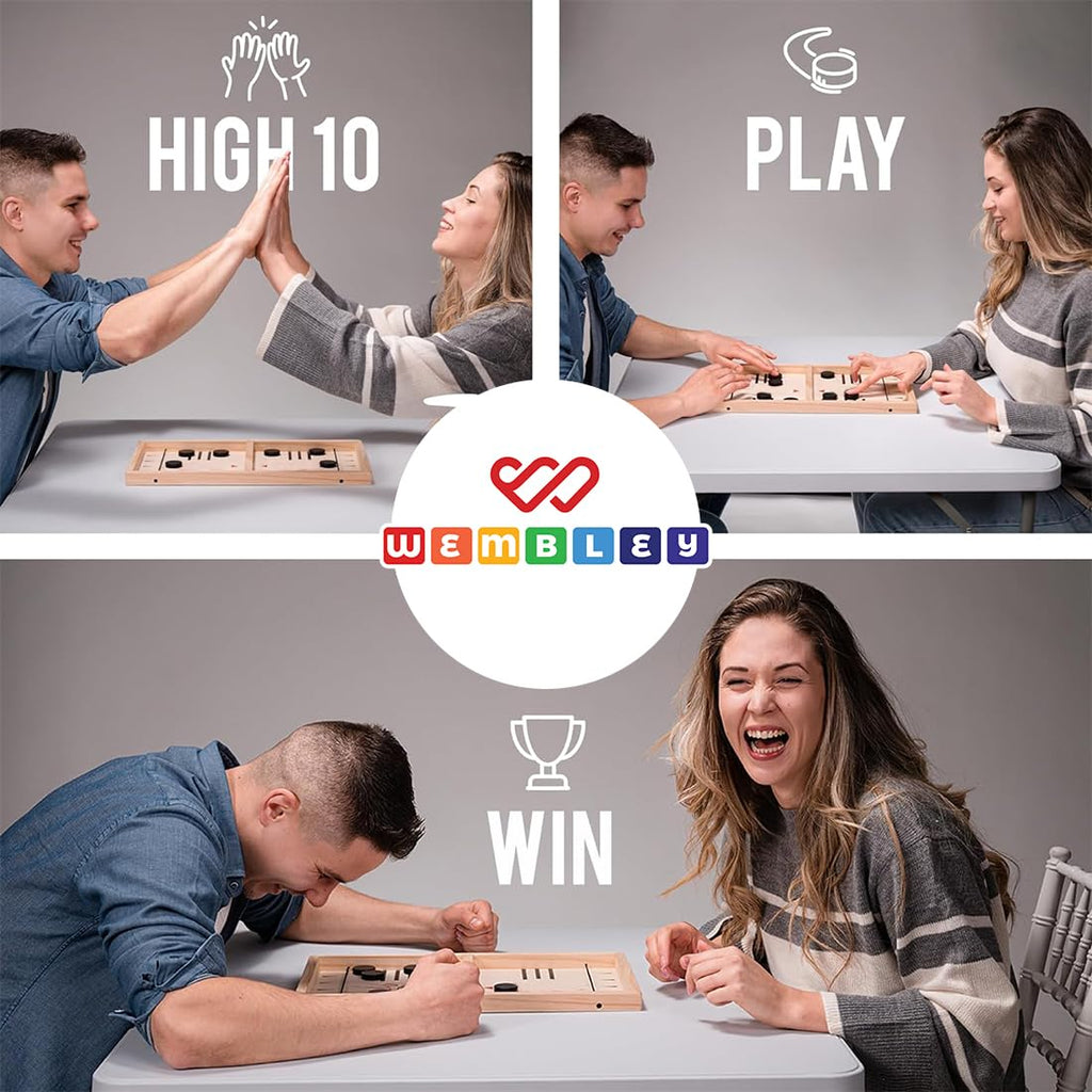 Wembley Fastest Finger First Board Game – Wooden String Hockey Sling Puck