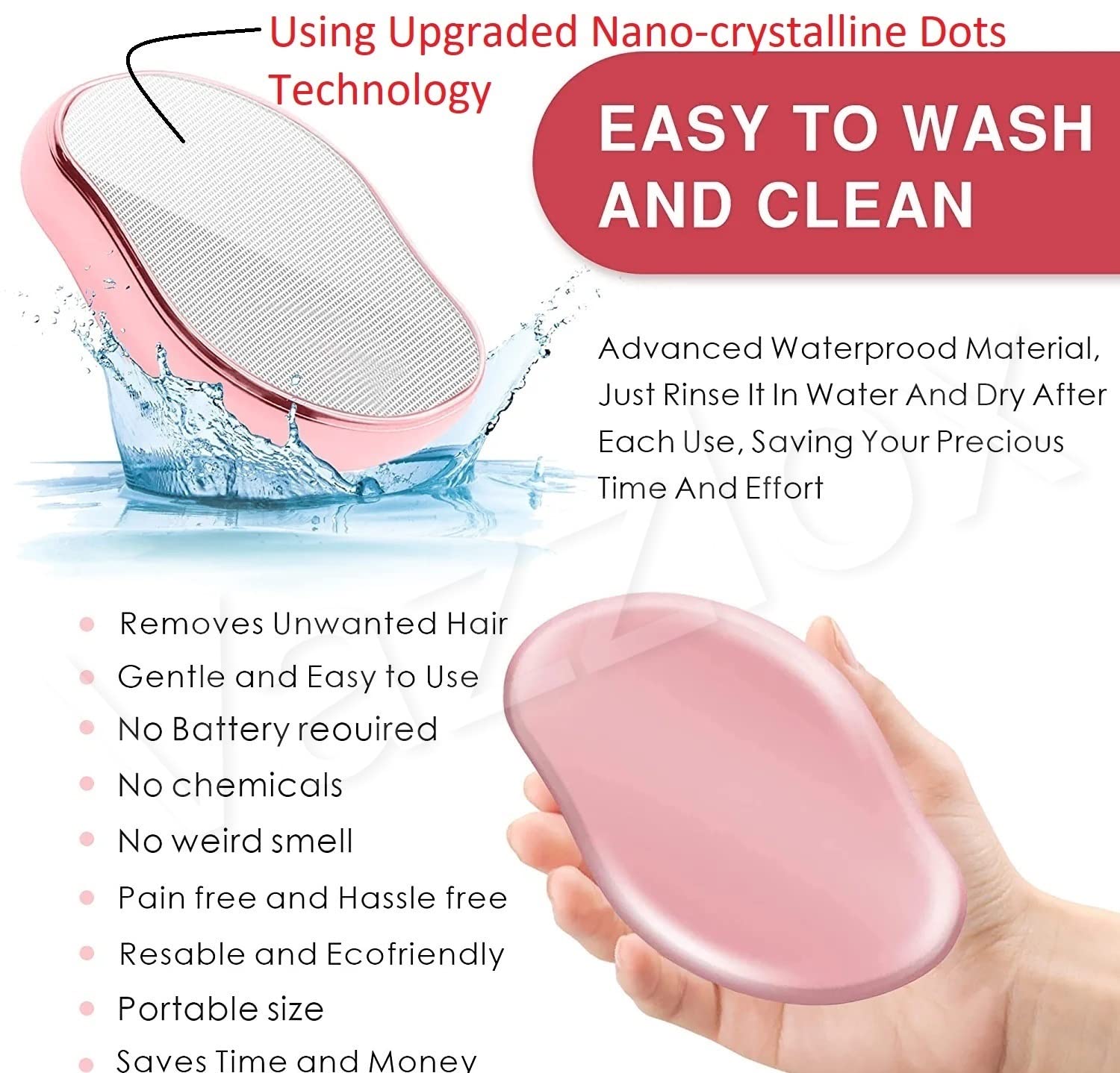 Crystal Hair Eraser - Magic Painless Hair Remover for Men & Women - (Random Colour)