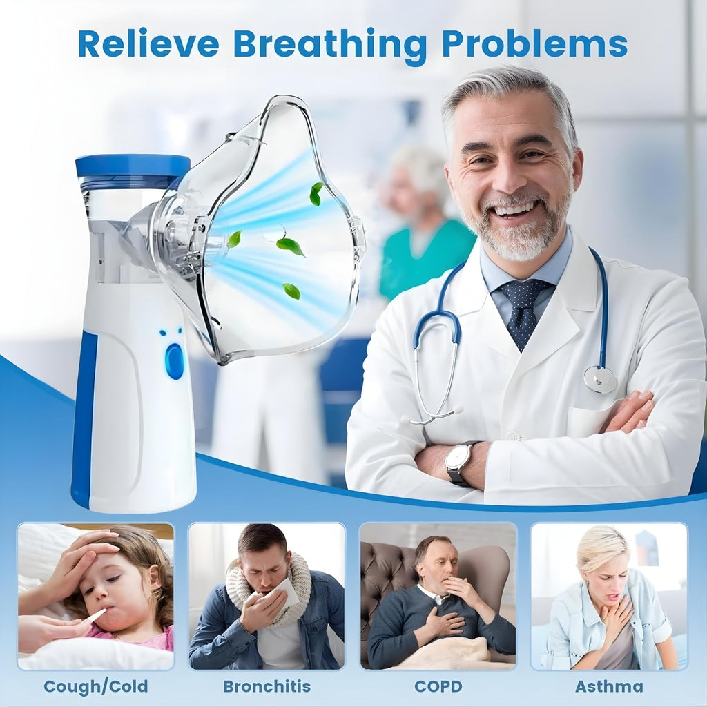 Mini Portable Silent Nebulizer Handheld Inhaler Atomizer – Medical Grade Mesh Technology for Asthma & Respiratory Care
