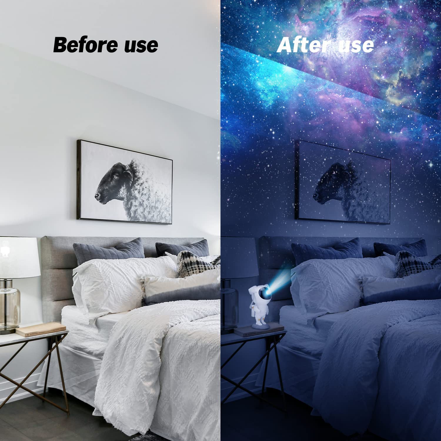 Astronaut Galaxy Projector with Remote Control - 360° Adjustable Nebula & Star Night Light with Timer