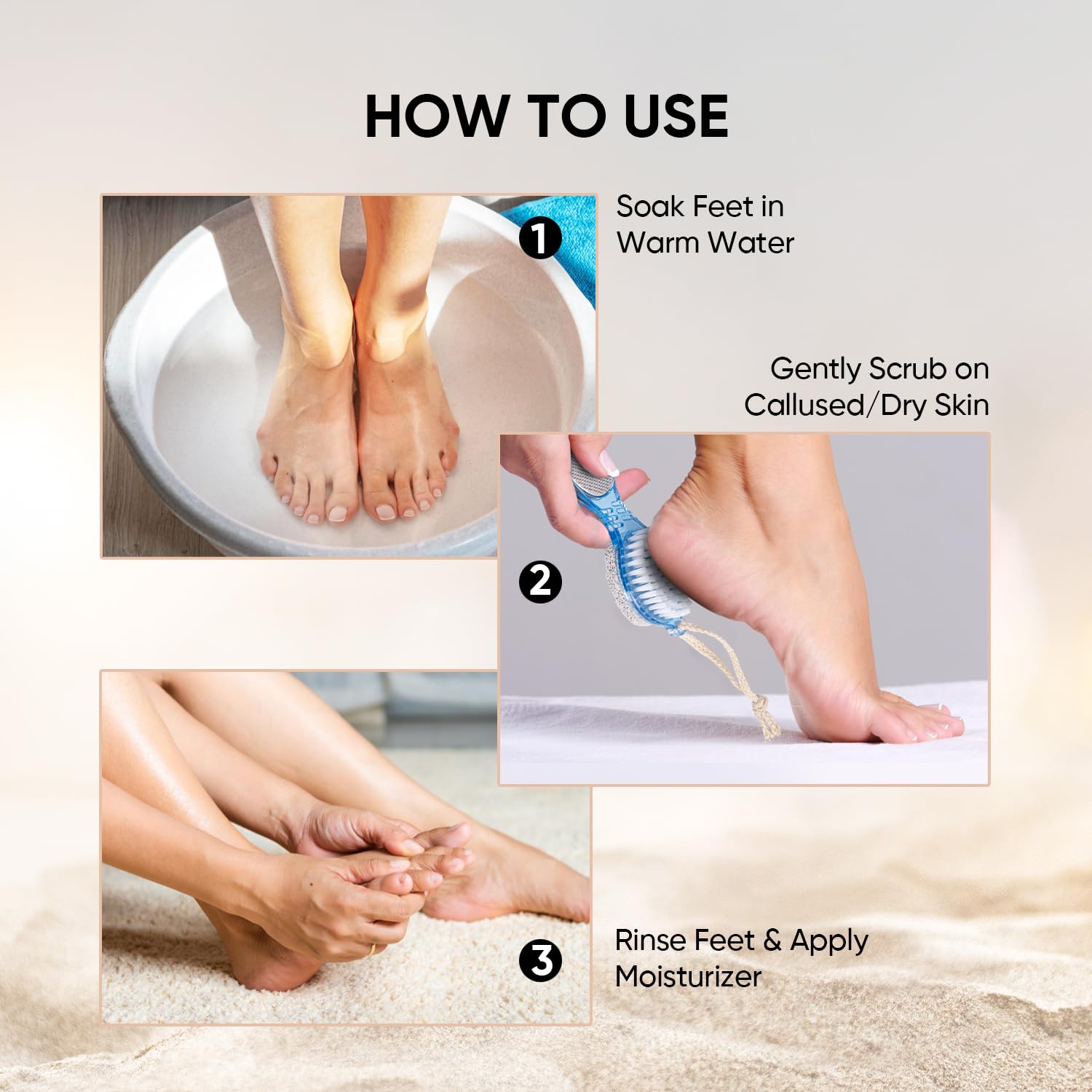 4-in-1 Foot Care Pedicure Brush | Callus Remover, Scrubber, Pumice Stone & Buffer