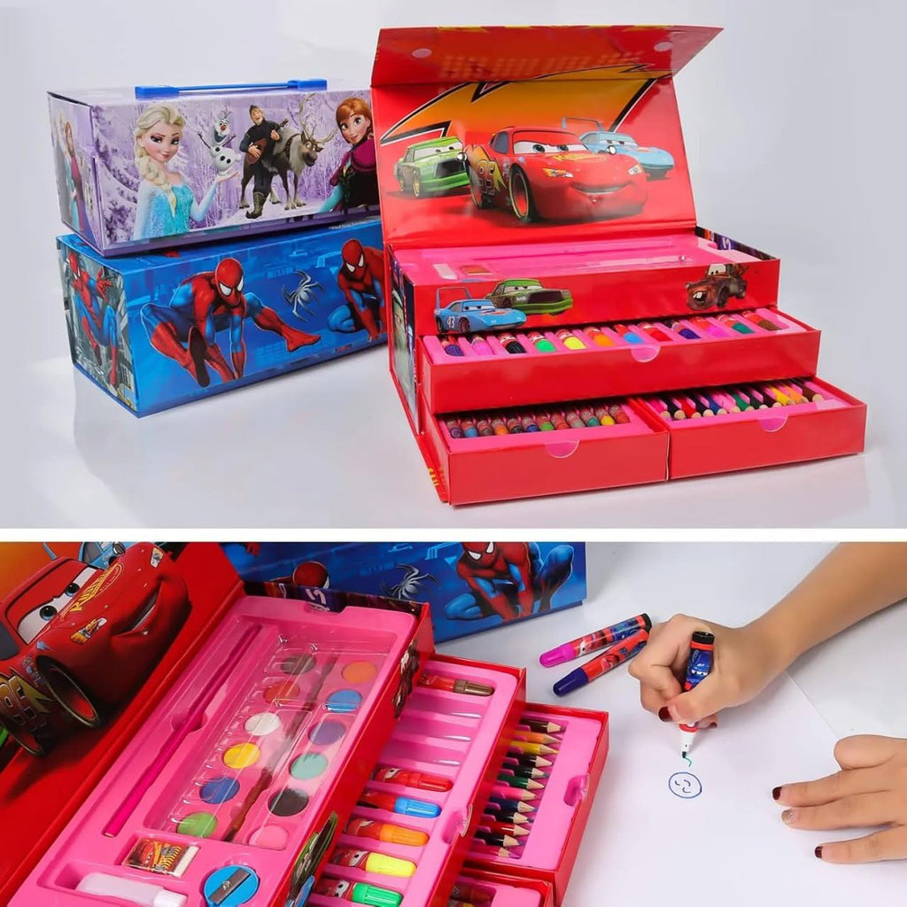 Multi Colour 54 Pieces Kids Art & Artist Set in Storage Box with Drawers – Pens, Pencils, Crayons & Paints