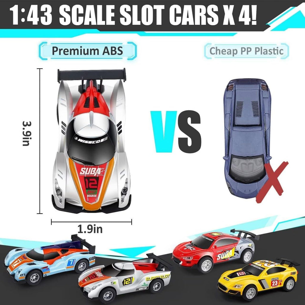 Soba Slot Car Racing Track Set – Hand-Operate Racing Track with 2 Cars & Electric Controllers