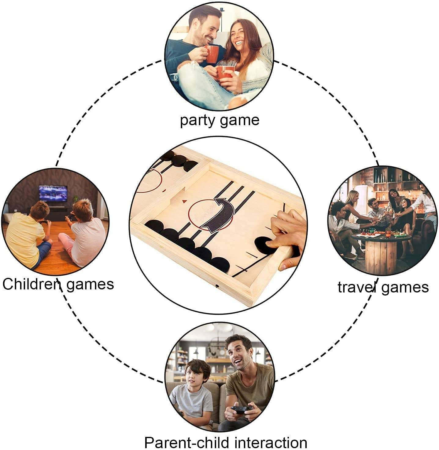 Wembley Fastest Finger First Board Game – Wooden String Hockey Sling Puck