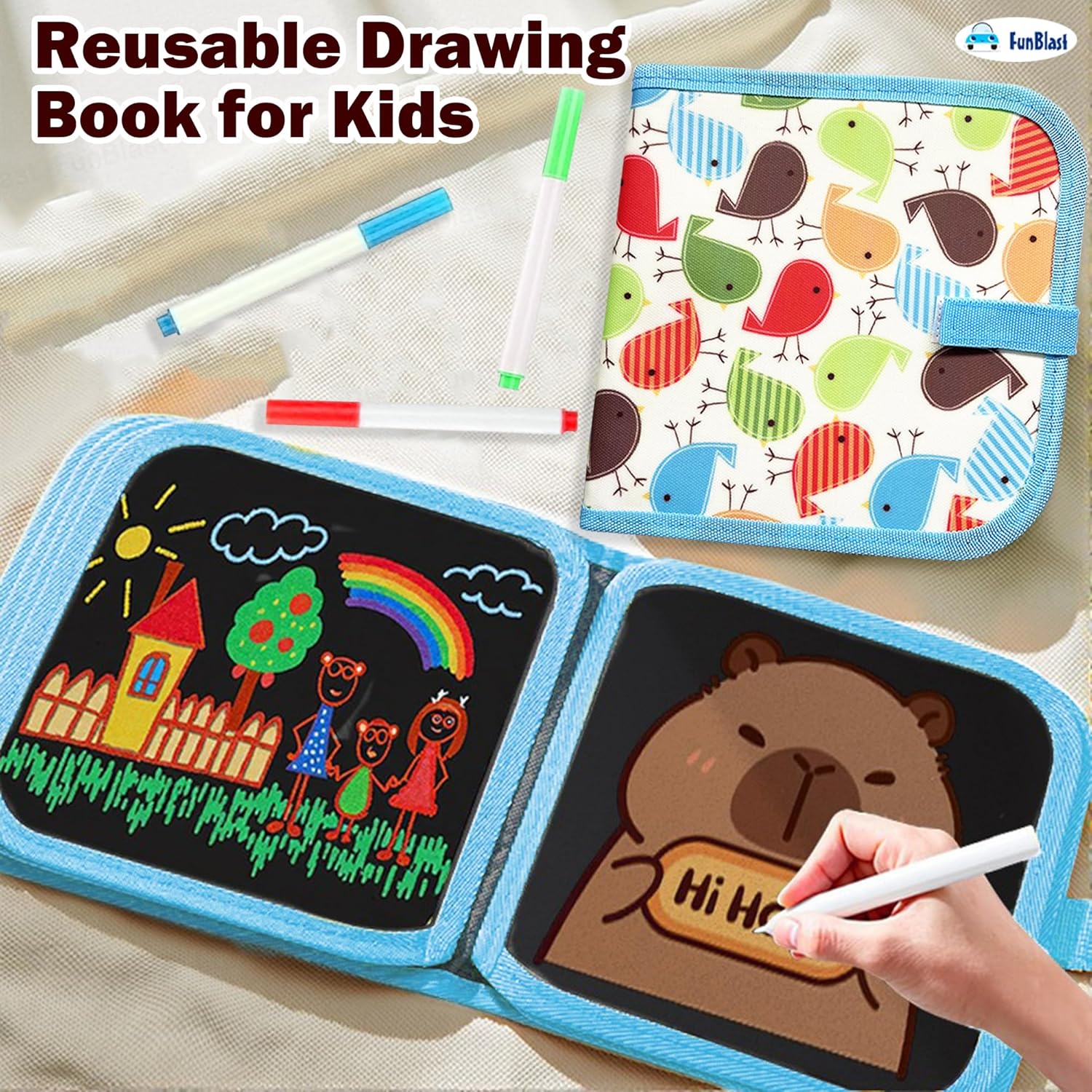 Doodle Magic Blackboard Book – Erasable & Reusable Drawing Book for Kids