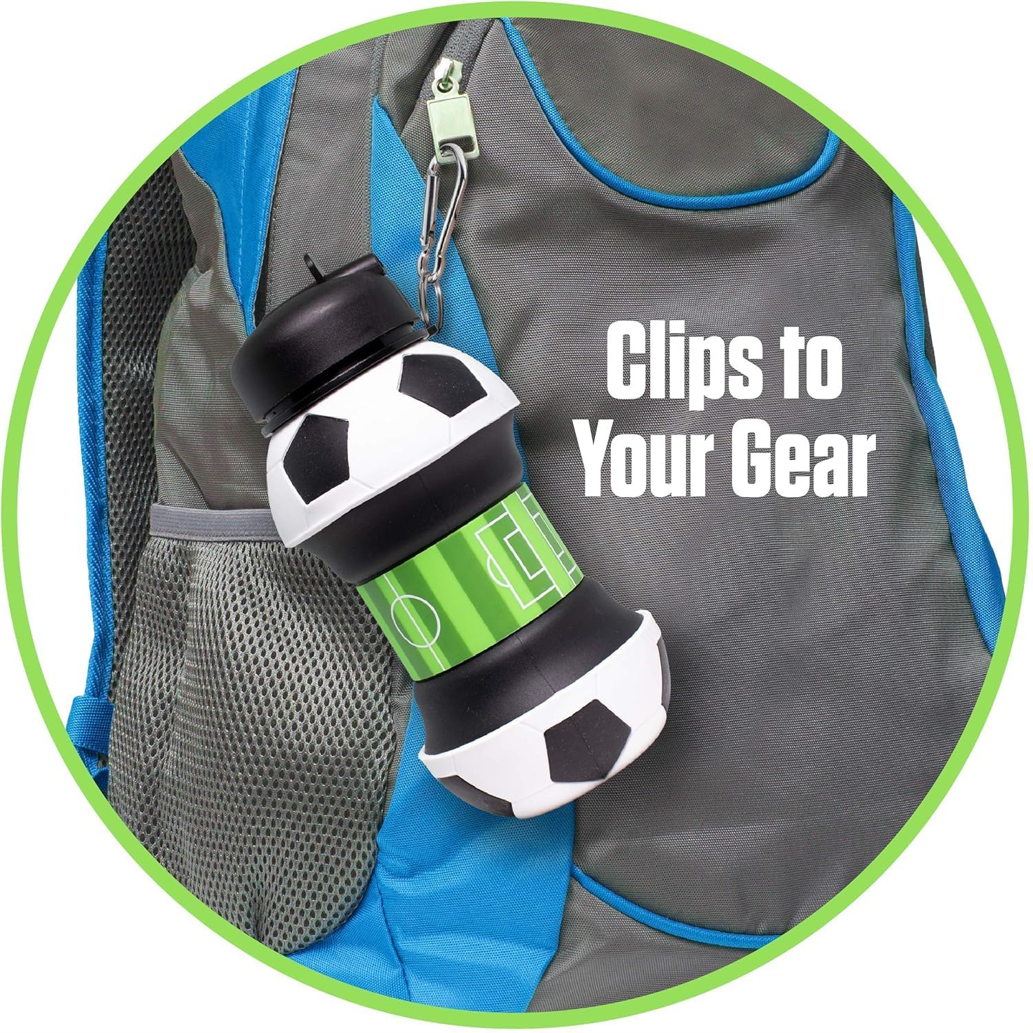 Collapsible Kid’s Water Bottle with Basketball Design