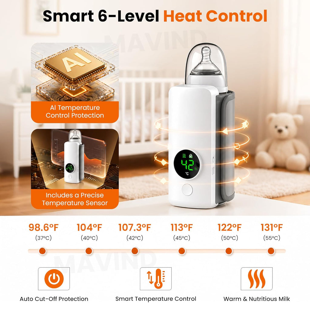 Portable Rechargeable Baby Bottle Warmer – Fast Heating Milk Warmer for Babies