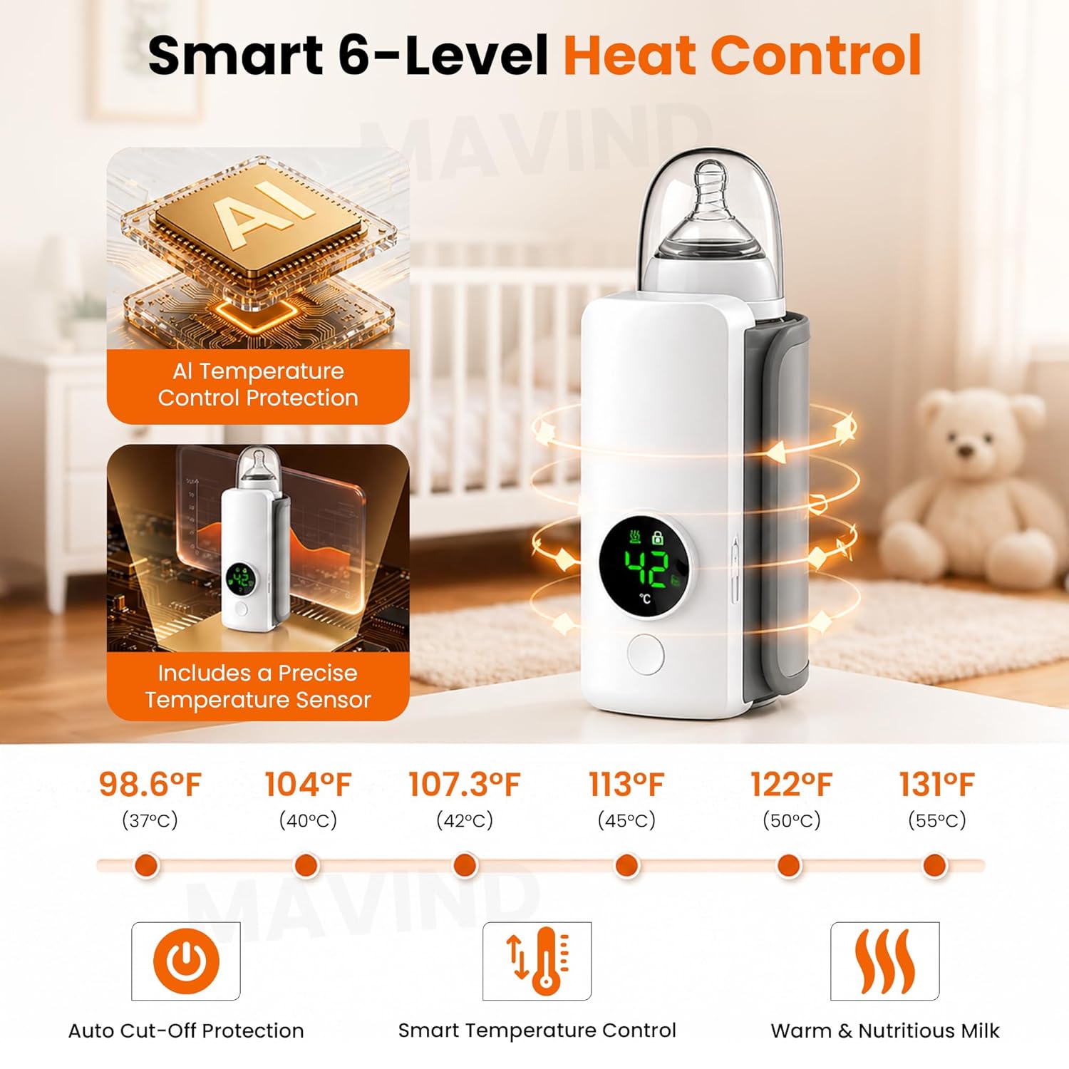 Portable Rechargeable Baby Bottle Warmer – Fast Heating Milk Warmer for Babies