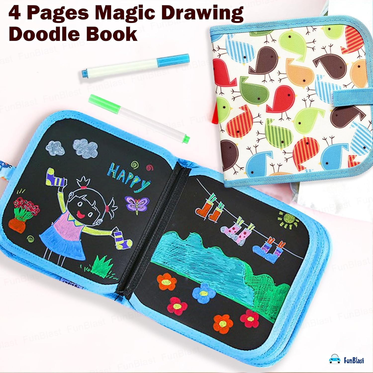 Doodle Magic Blackboard Book – Erasable & Reusable Drawing Book for Kids
