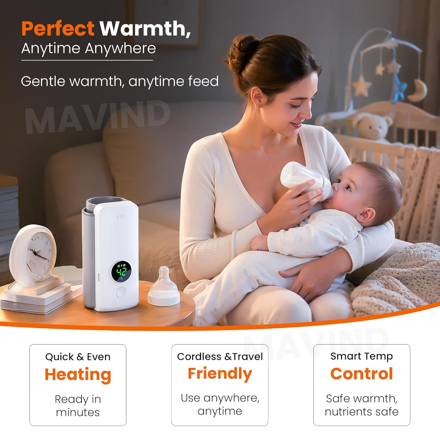Portable Rechargeable Baby Bottle Warmer – Fast Heating Milk Warmer for Babies