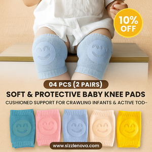 04 Pcs (2 Pairs) – Soft & Protective Baby Knee Pads – (Random Color)
