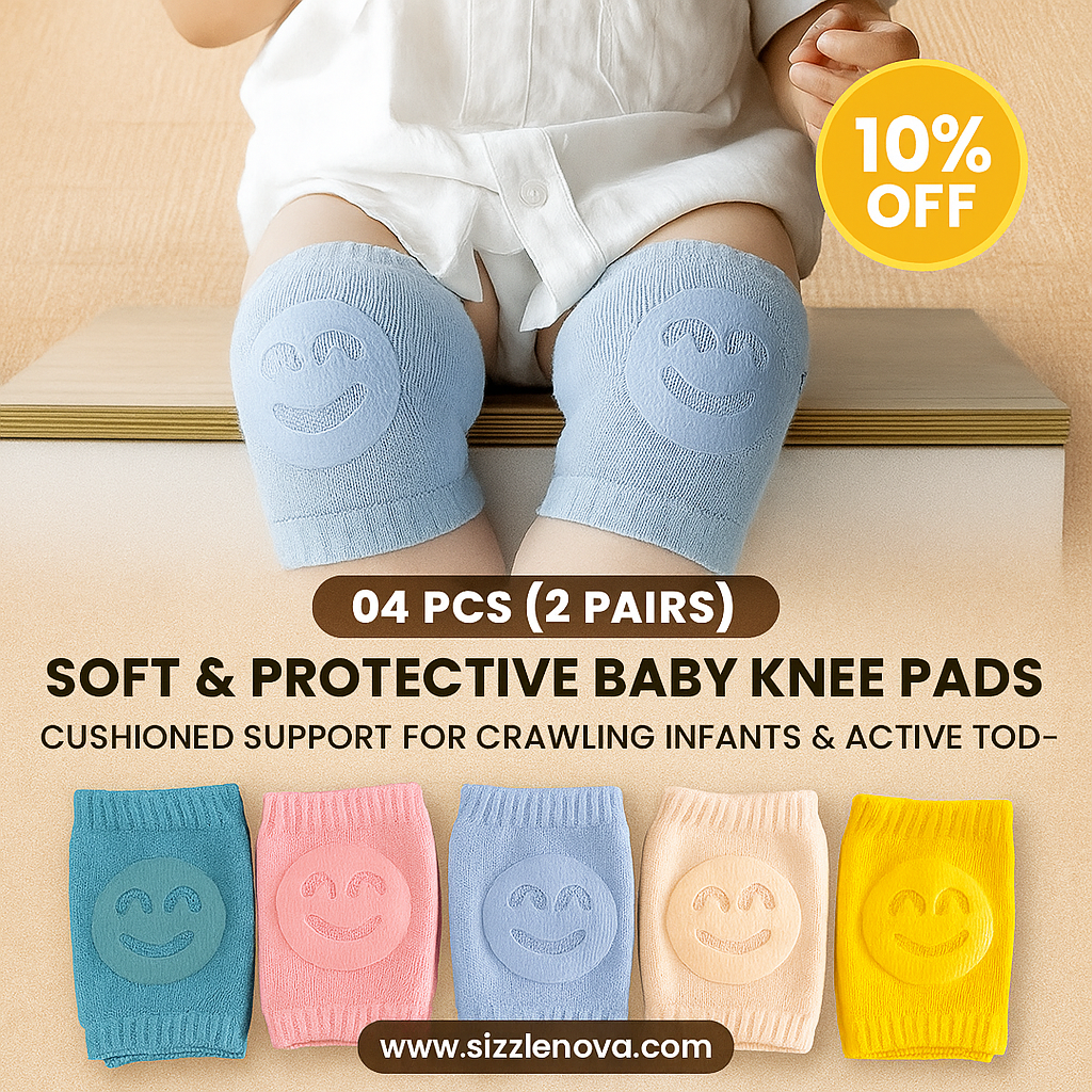 04 Pcs (2 Pairs) – Soft & Protective Baby Knee Pads – (Random Color)