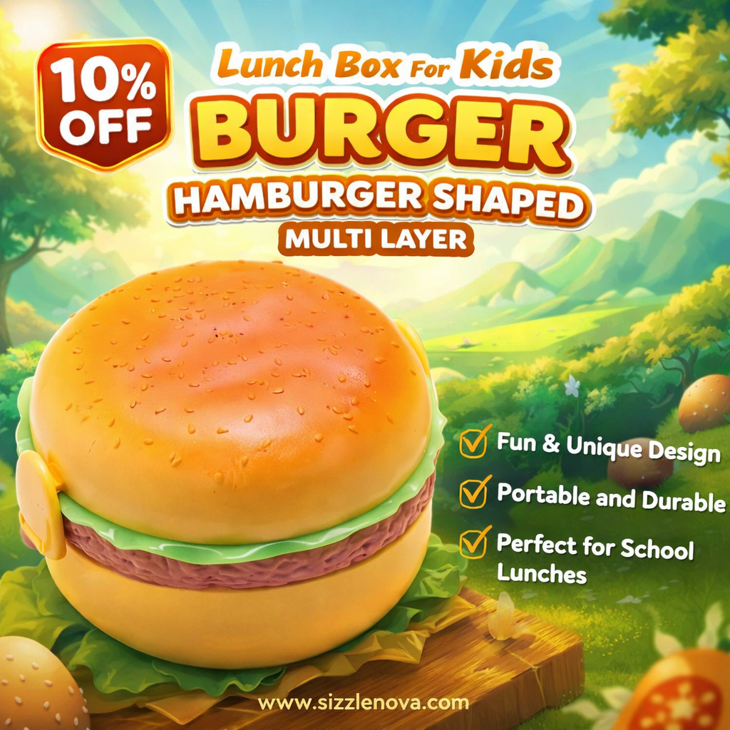 Burger Shaped Kids Lunch Box – Multi-Layer Portable Food Container
