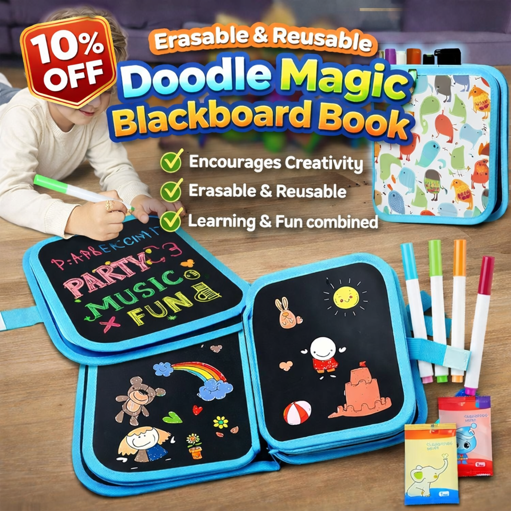 Doodle Magic Blackboard Book – Erasable & Reusable Drawing Book for Kids