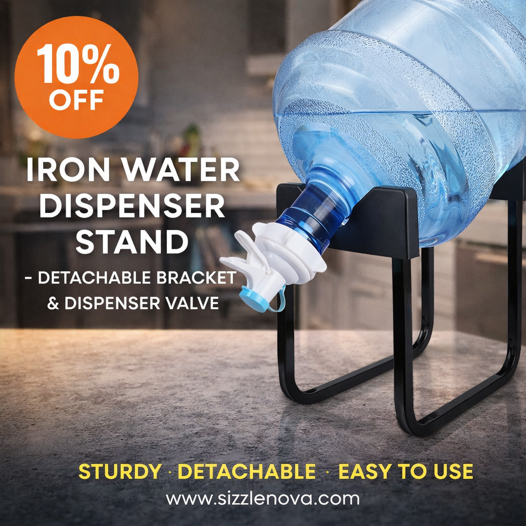 High-Quality Water Bottle Stand – Metal Rack Dispenser for 19 Ltr Bottles (With Nozzle)