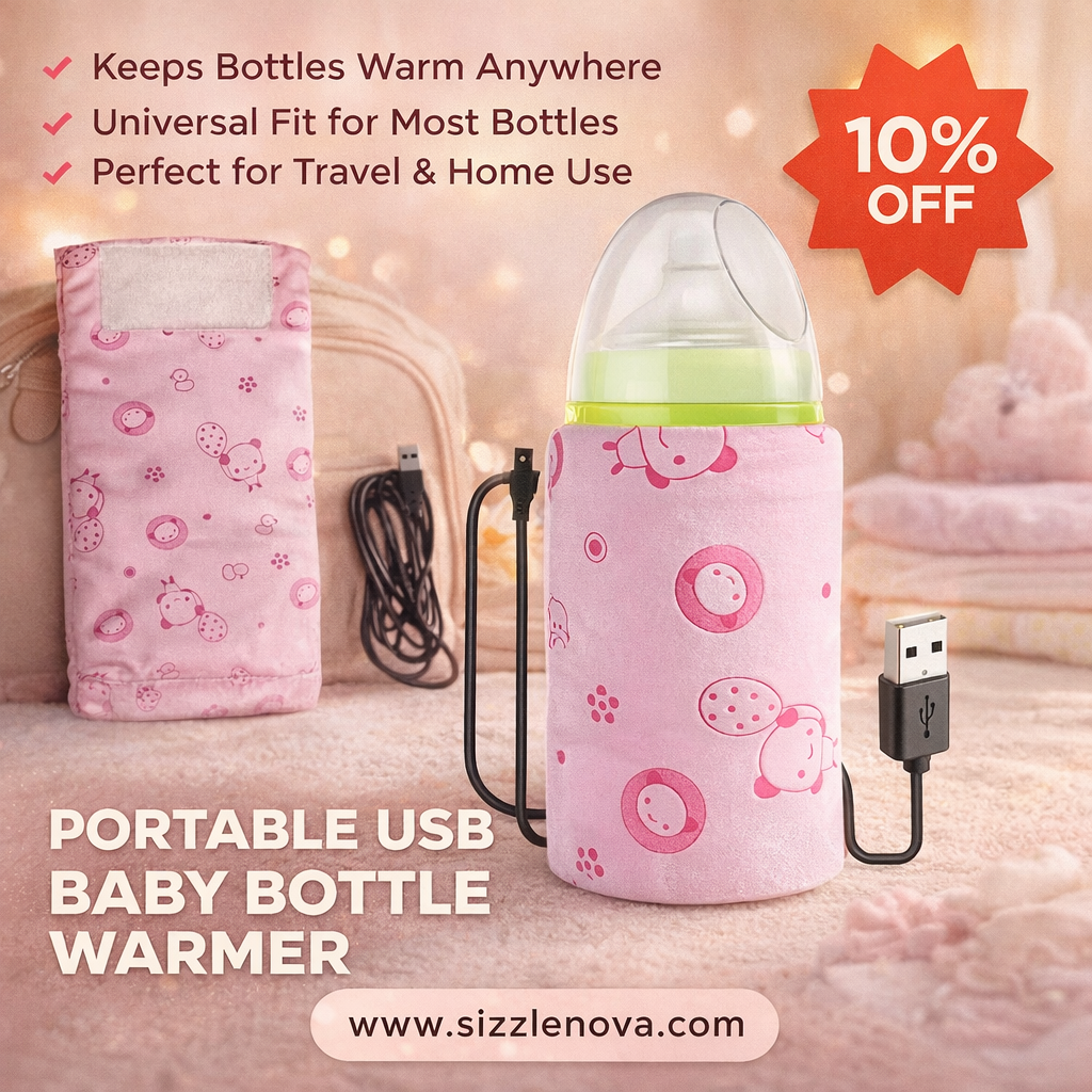 Portable USB Baby Bottle Warmer Holder – Travel Milk Warmer with Thermostat Insulation