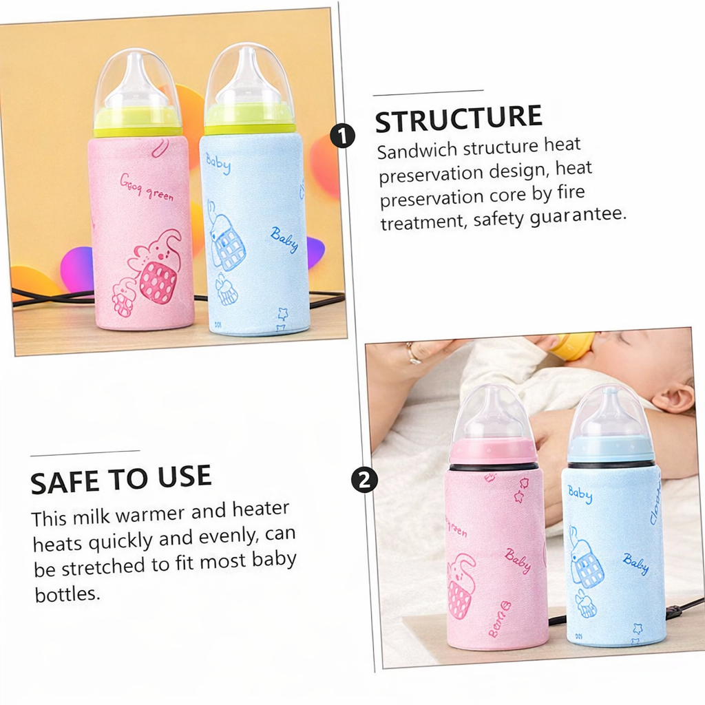 Portable USB Baby Bottle Warmer Holder – Travel Milk Warmer with Thermostat Insulation