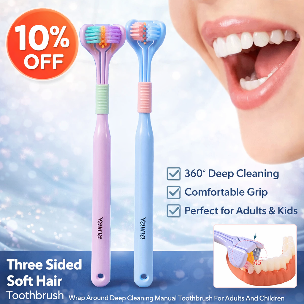 3-Sided Autism Toothbrush – V-Shaped Soft Bristle Oral Care (Pack of 2) - Random Colors