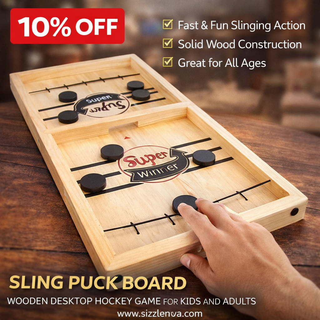 Wembley Fastest Finger First Board Game – Wooden String Hockey Sling Puck