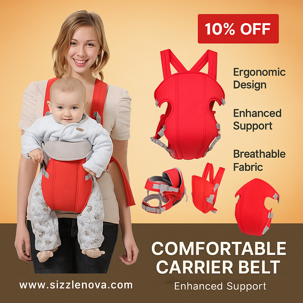 Comfortable Baby Carrier Belt – Adjustable, Durable & Safe (Random Color)
