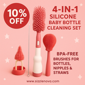 4-in-1 Silicone Baby Bottle Cleaning Set – BPA-Free Brushes