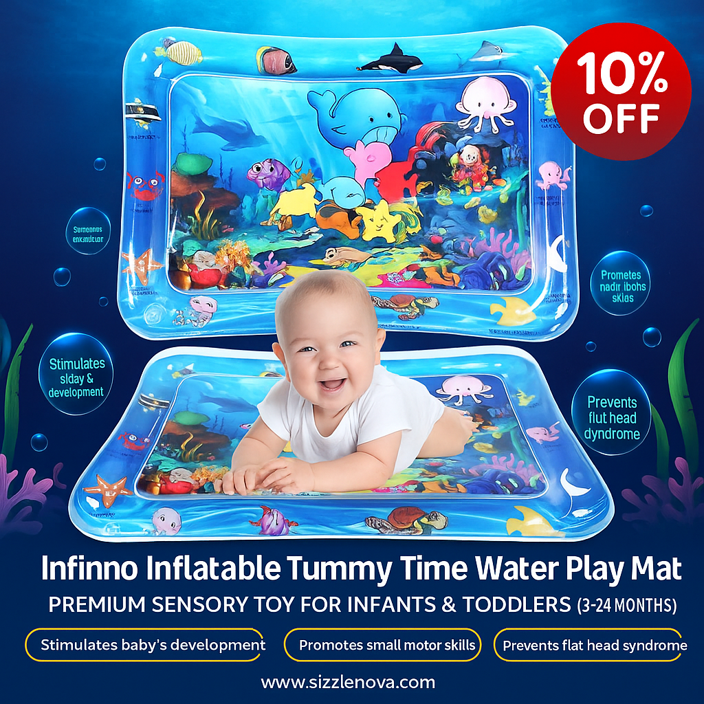 Infinno Inflatable Tummy Time Water Play Mat – Premium Sensory Toy for Infants & Toddlers (3–24 Months)