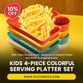 Kids 4-Piece Colorful Serving Platter Set