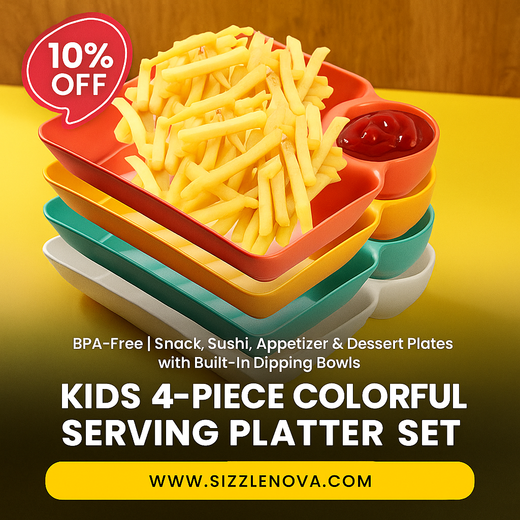 Kids 4-Piece Colorful Serving Platter Set