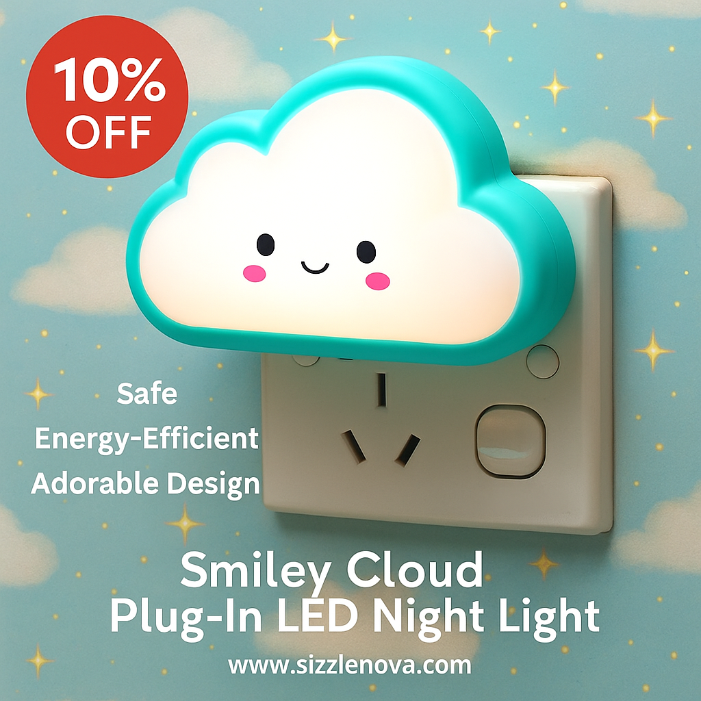Smiley Cloud Plug-In LED Night Light - (Random Colour)