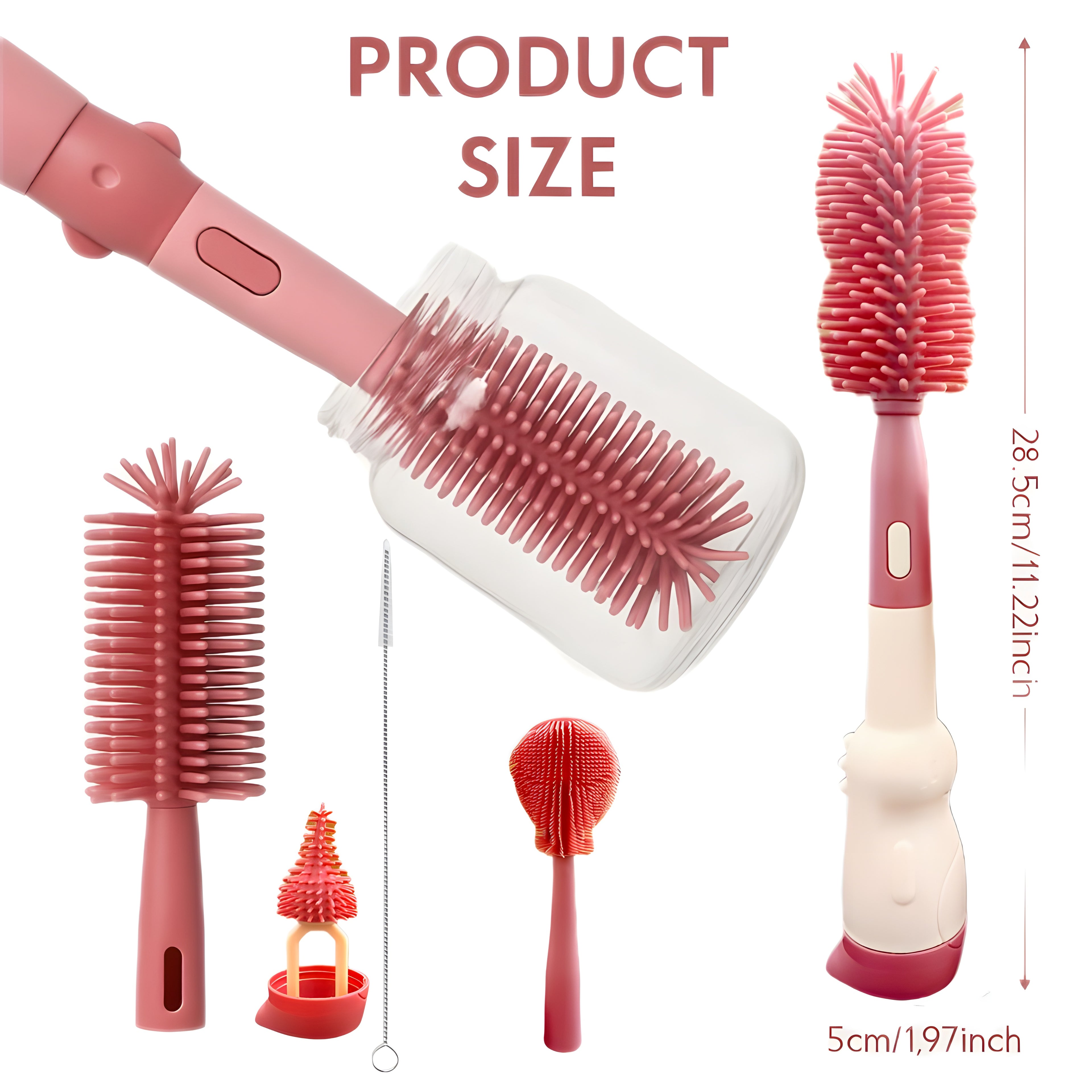 4-in-1 Silicone Baby Bottle Cleaning Set – BPA-Free Brushes