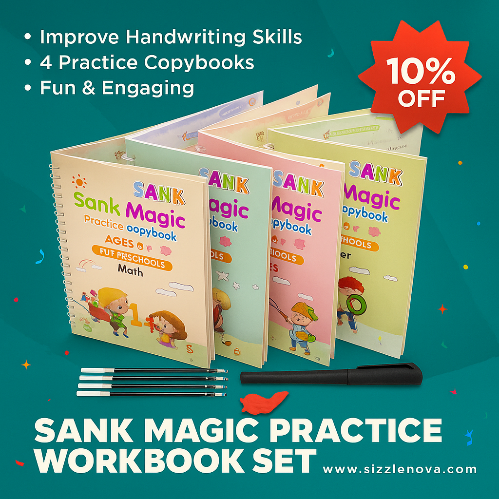 Sank Magic Practice Book Set – 4 Books + Magic Pen & 5/10 Refills