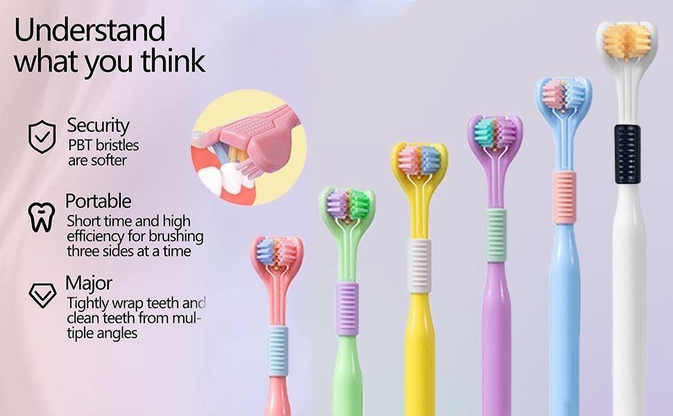3-Sided Autism Toothbrush – V-Shaped Soft Bristle Oral Care (Pack of 2) - Random Colors