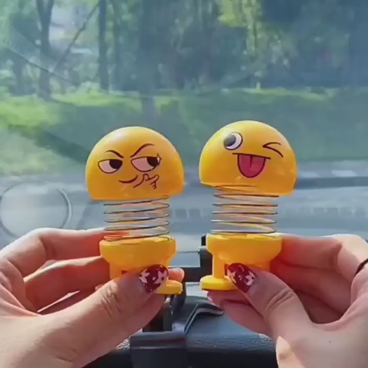 6 Pcs Cute Emoji Bobble Head Dolls – Dancing Dashboard Toys for Home & Car Decoration